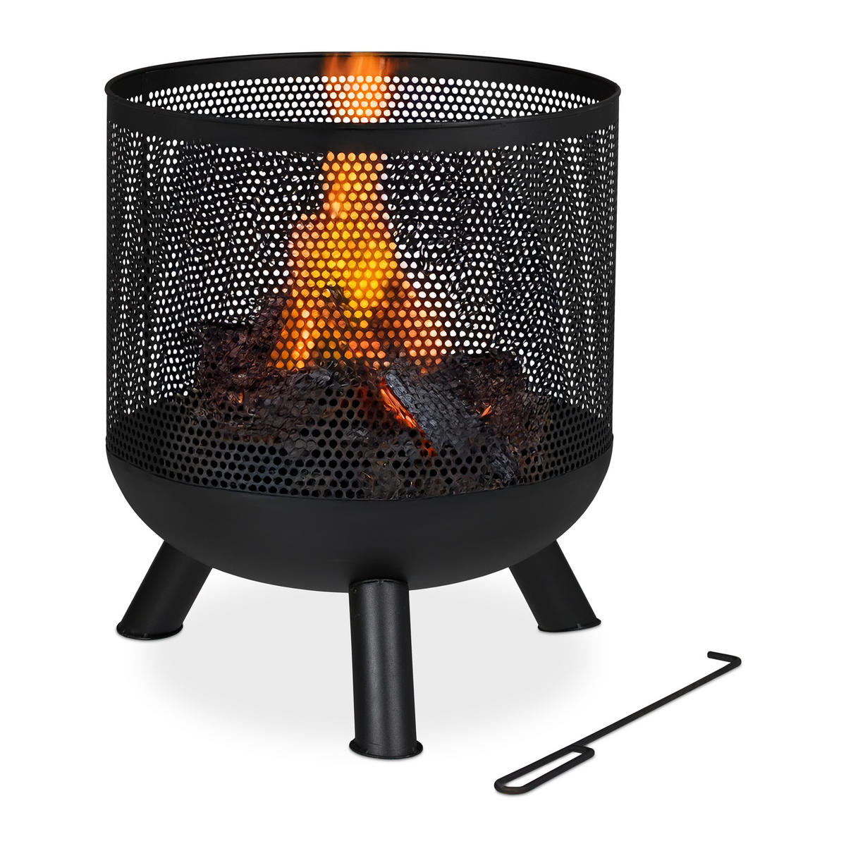 FEUERKORB - Schwarz, Metall (44/53/44cm) - Relaxdays