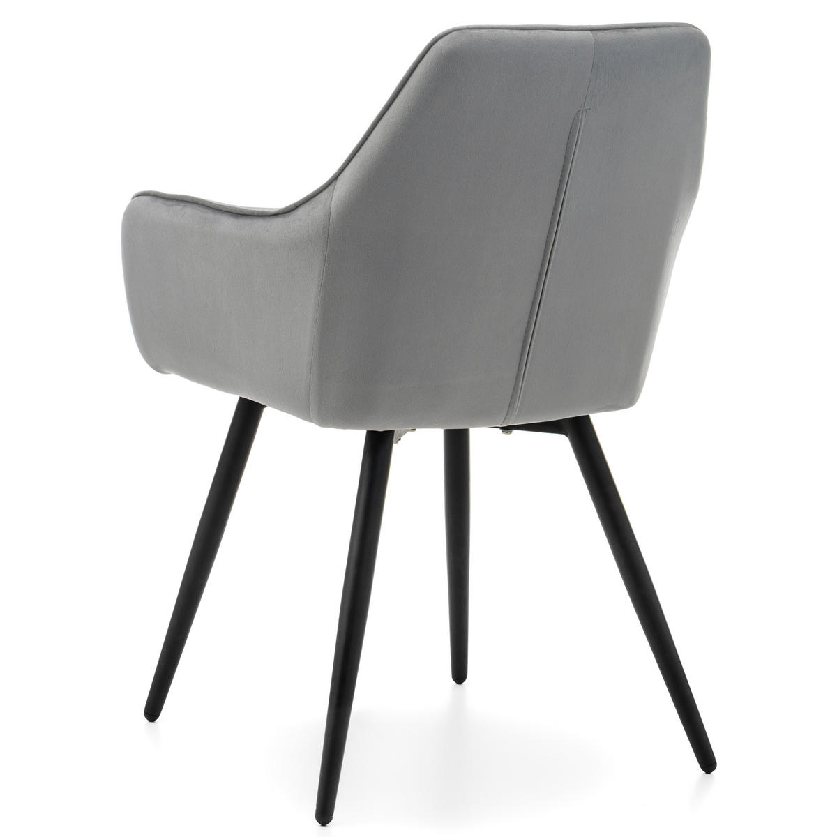 STUHL VASTO gepolstert mit Steppung - hellgrau - Samt Velours - Hellgrau/Schwarz, Textil/Metall (58/87/60cm) - NEW HOME