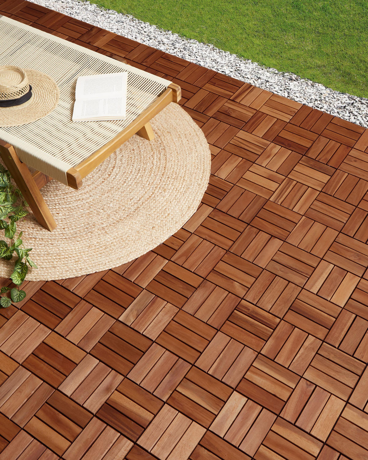 TERRASENFLIESEN 10 Stück Braun Acerenza - Braun, Holz (30/30cm) - Beliani