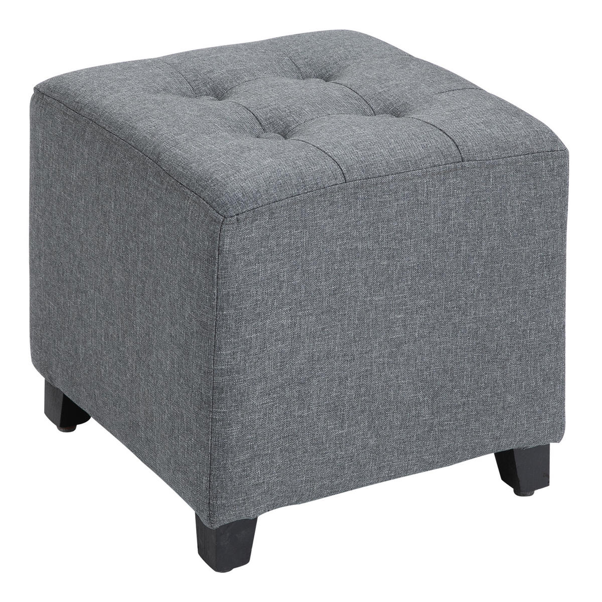 FUSSHOCKER, Quadratischer Sitzhocker, Ottomane mit Leinenoptik, Holzbeine Grau - Grau, Kunststoff (35/35/35cm) - HOMCOM