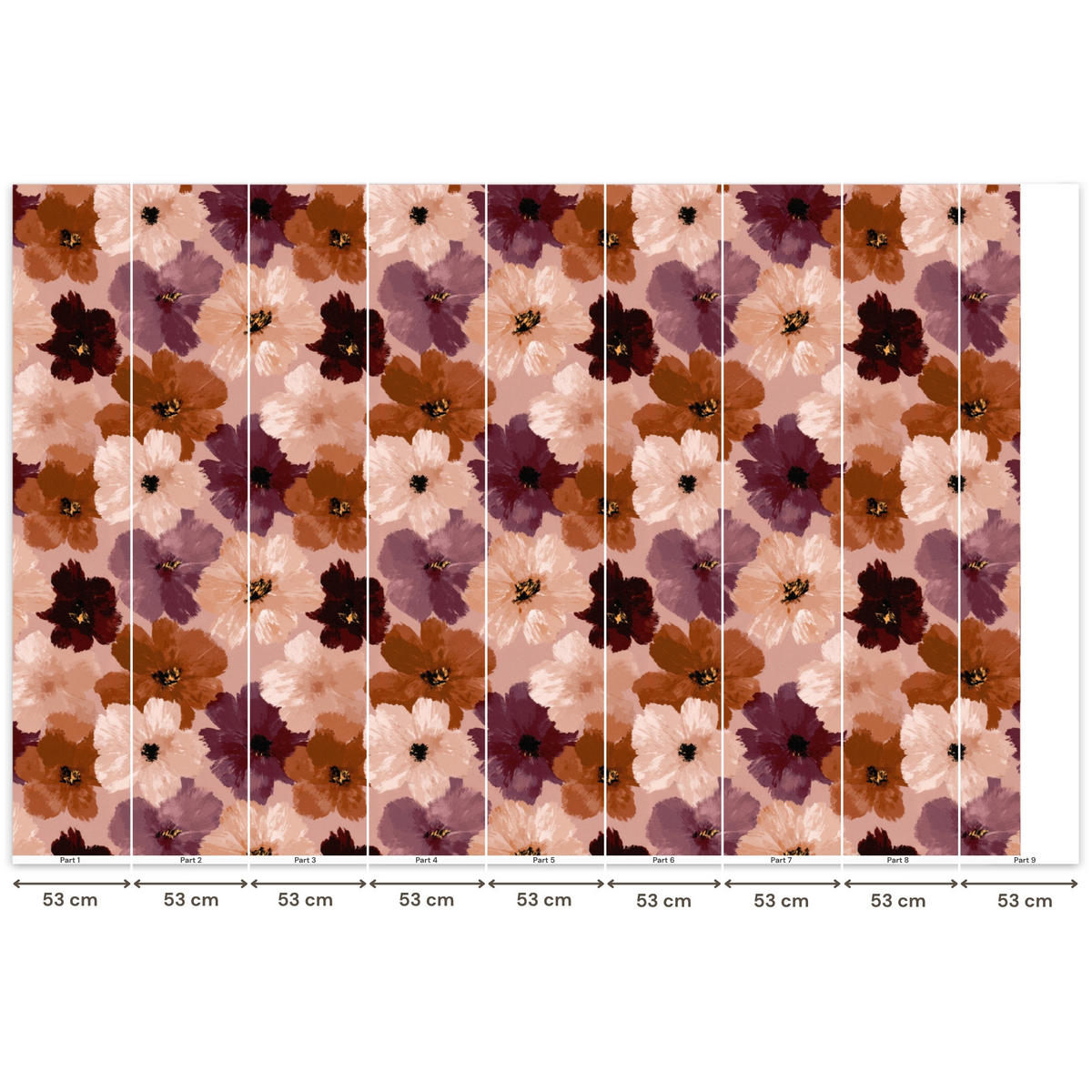 TAPETE - Blumen - Abstrakt - Erdtöne - 450x300 cm - Multicolor, Papier (450/300cm) - OnlyWow