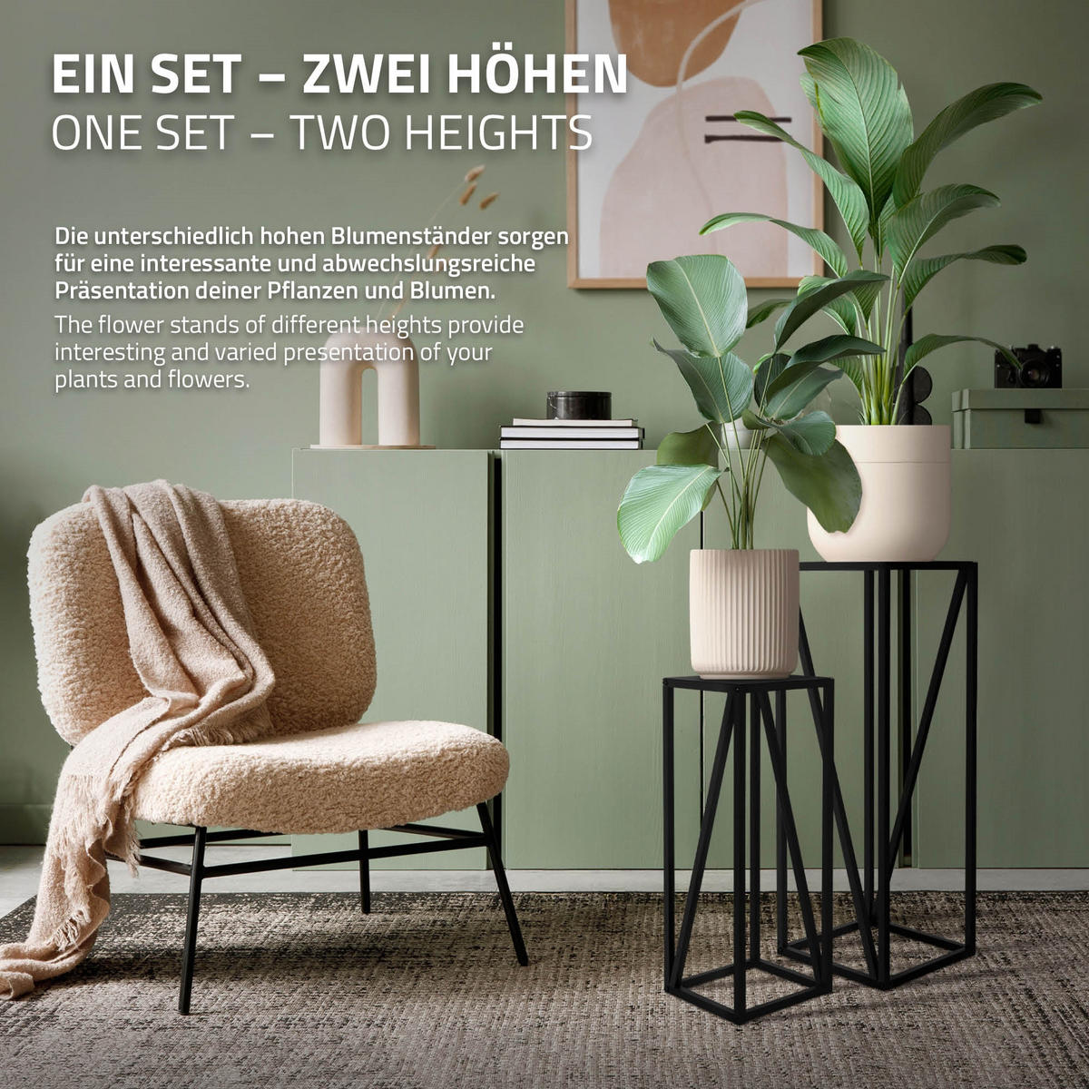 BLUMENSTÄNDER 2er Set - Goldfarben, Metall (26/26/73.5cm) - ML-DESIGN