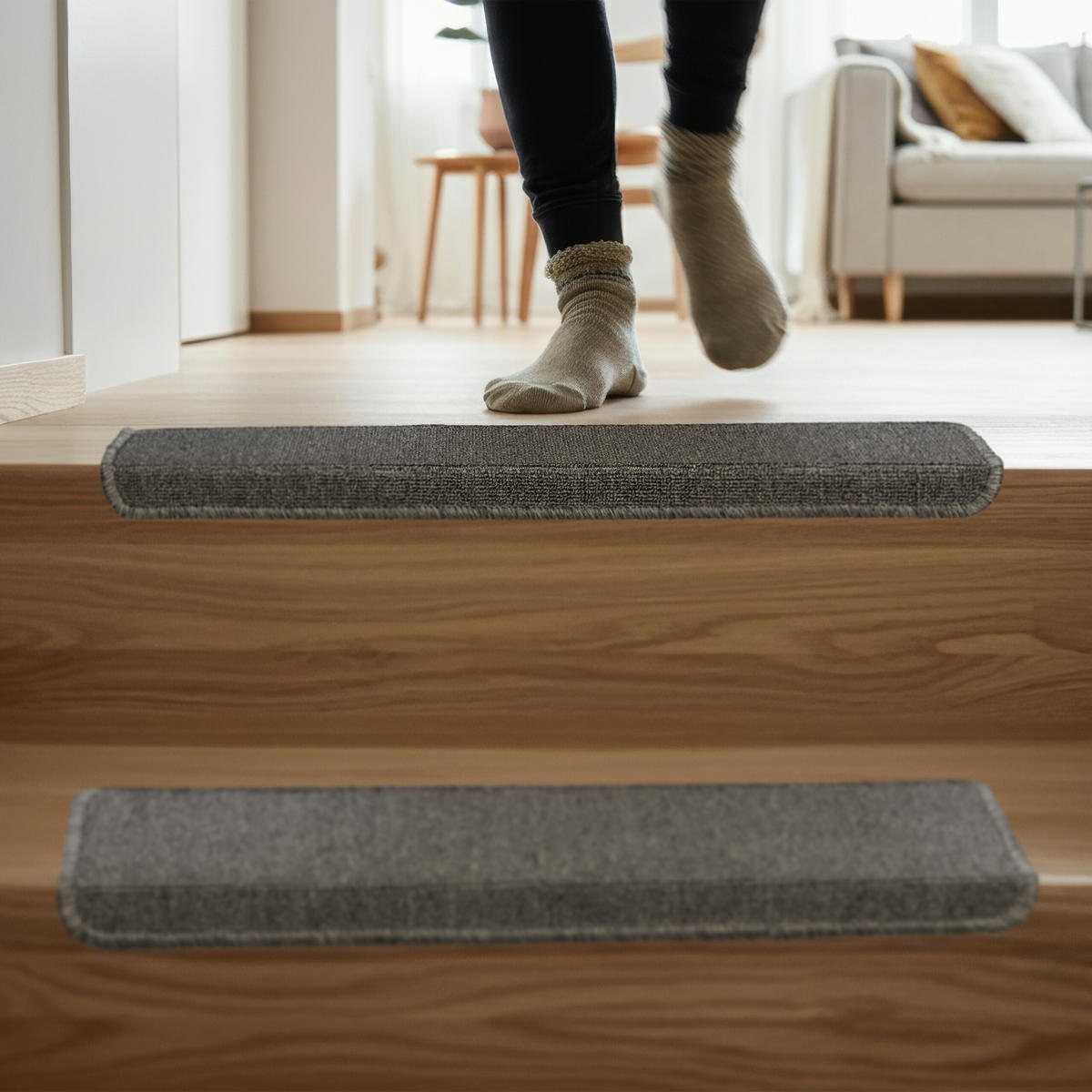 15XSTUFENMATTEN - Grau, Kunststoff (24/65/4cm) - Relaxdays