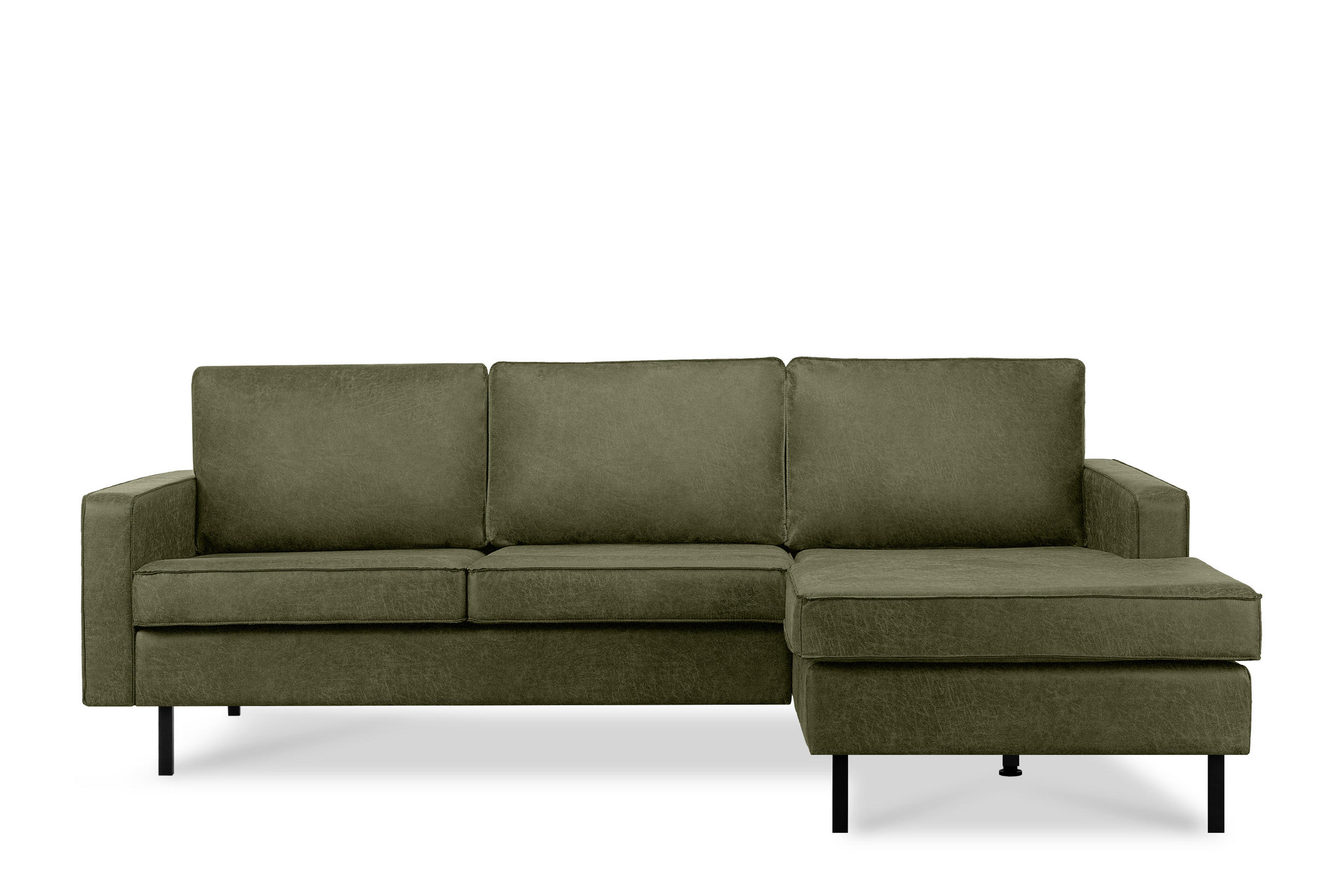 ECKSOFA-RECHTS INVIA mit Armlehnen vintage, Lederoptik-Stoff, grün - Schwarz/Grün, Textil (234/160cm) - KONSIMO®