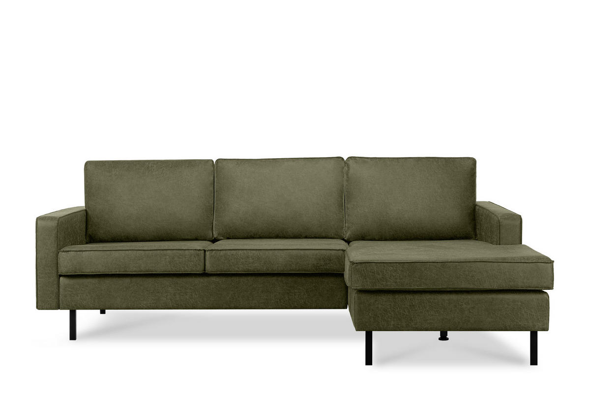 ECKSOFA-RECHTS INVIA mit Armlehnen vintage, Lederoptik-Stoff, grün - Schwarz/Grün, Textil (234/160cm) - KONSIMO®