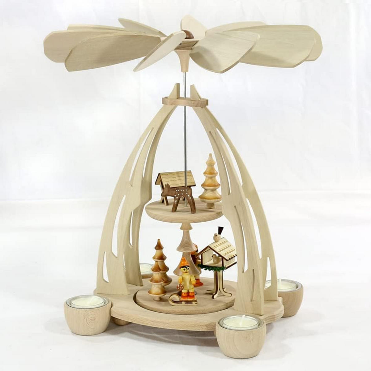 PYRAMIDE Vogelfütterung 20/24/35 cm - Multicolor, Holz (0.1/35/0.1cm) - Dekoteam24