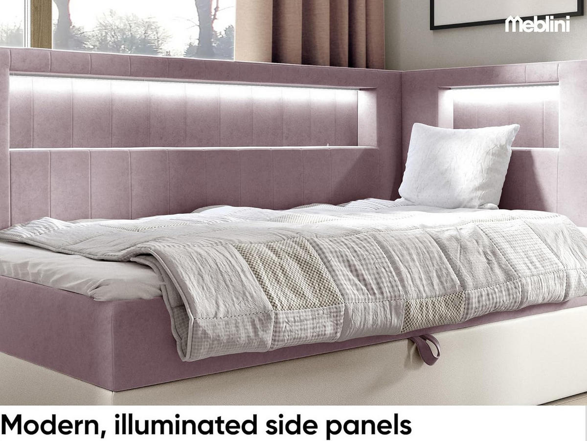 KINDERBETT GARETH 3 - Lila/Weiß, Holzwerkstoff (93/212cm) - Meblini