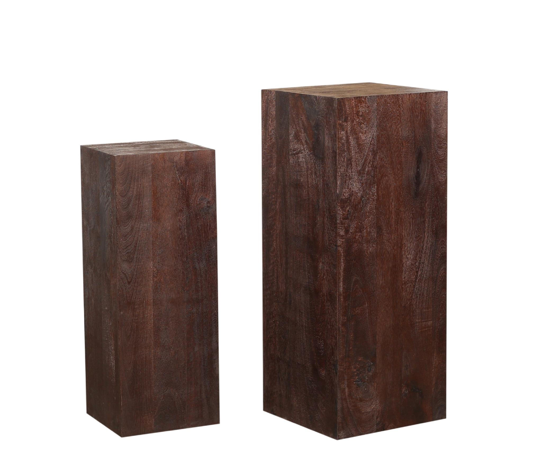 BLUMENSÄULE Kyro Braun 35/35/90cm 2er-Set - Braun, Holz (35/35/90cm) - PTMD Collection