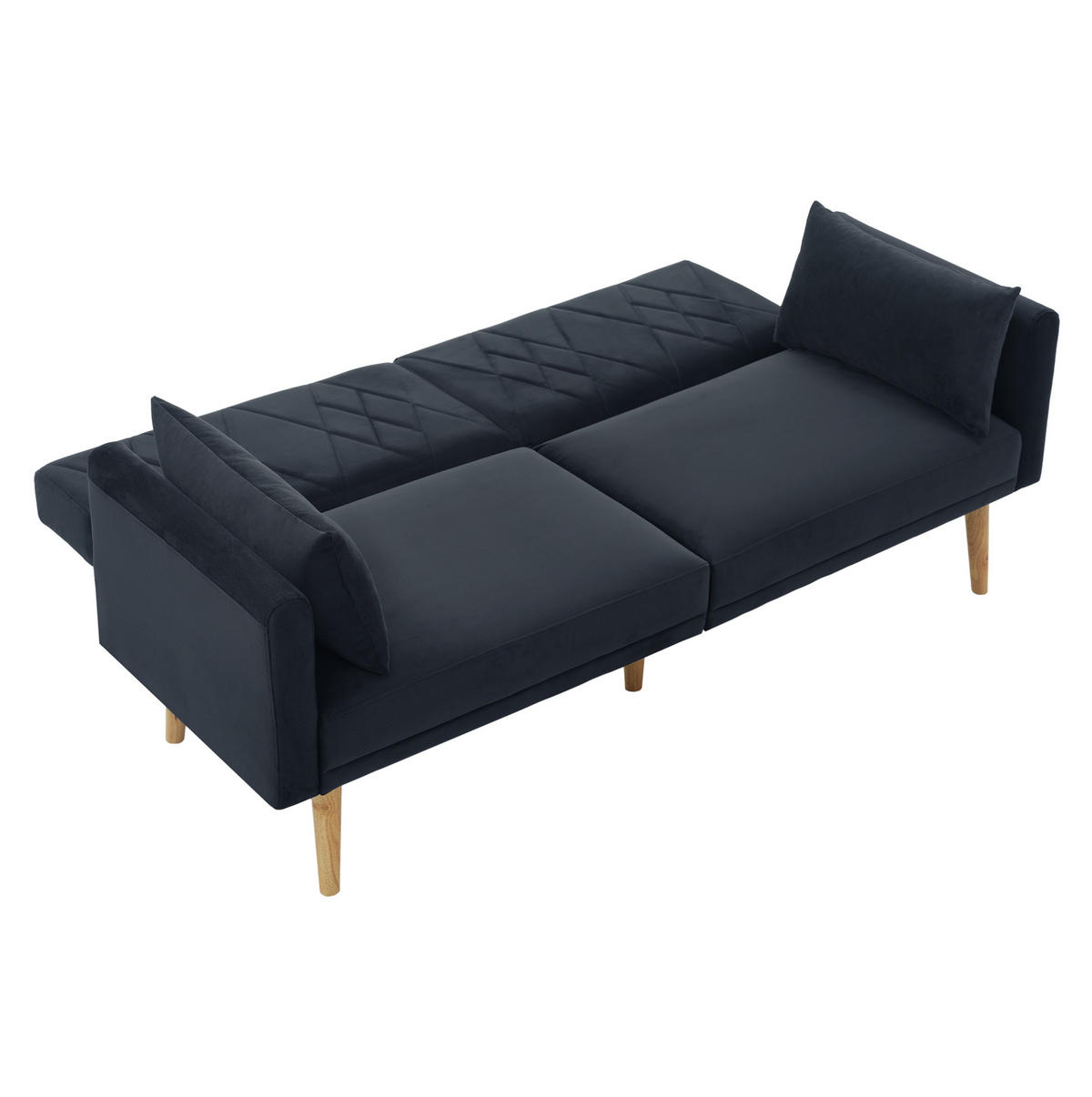 SCHLAFSOFA 180/75/82 cm in Schwarz – mit Samtbezug und verstellbarer Rückenlehne - Schwarz, Textil (180/82/75cm) - BEAOK