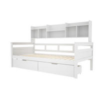 KINDERBETT 90/200 cm DE-01266, in Weiß, mit 2 Schubladen und Regalen - Weiß, Holz (90/200cm) - ComfortXL