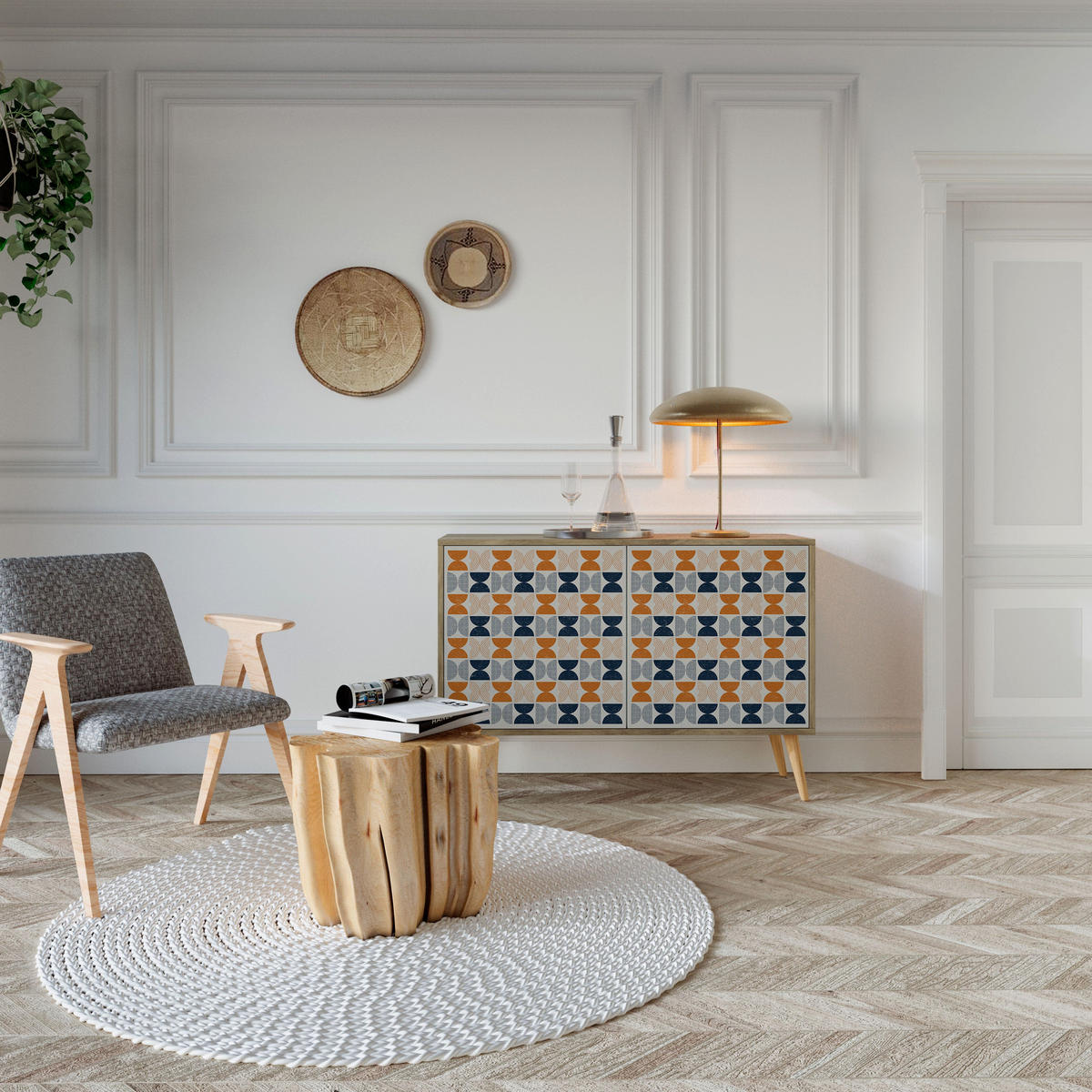 SIDEBOARD REFLECTION RANGE, Eicheneffekt, 111x42x77,5 cm, 2 Türen - Eichefarben/Buchefarben, Holzwerkstoff/Buchenholz (111/77.5/42cm) - SpaceRebels