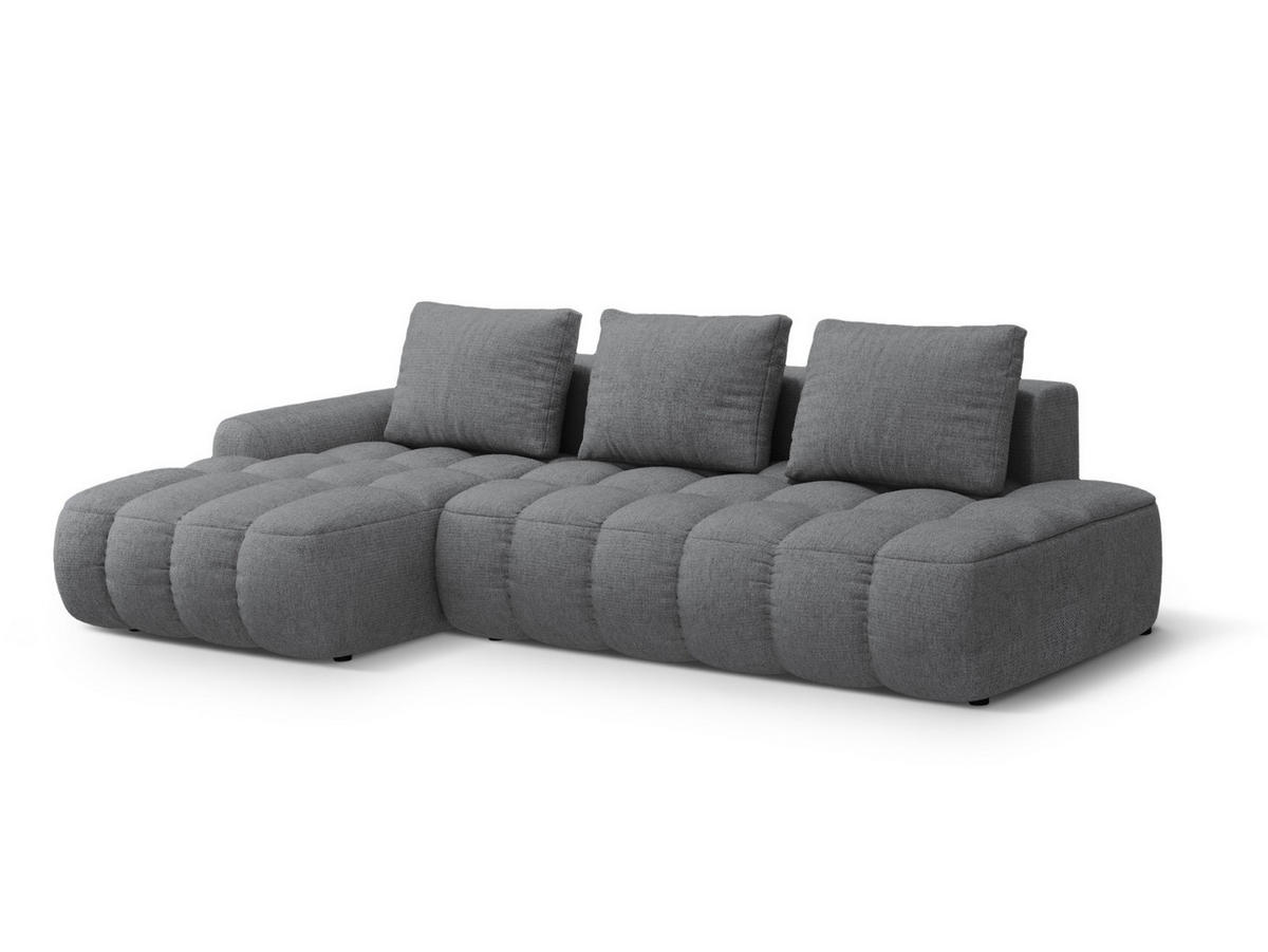 AUSKLAPPBARES-ECKSOFA links mit Container Linz aus strukturiertem Stoff grau 3 Sitzplätze - Grau, Textil (142/275cm) - Cosmopolitan Design