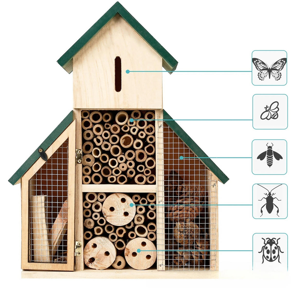 INSEKTENHOTEL 26/11/33 cm - Multicolor, Holz (11/33/26cm) - Authentics