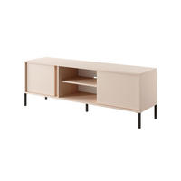 LOWBOARD Piemontesia 2T Beige 153,1/53,4/39,5 cm – mit Push-to-Open-Funktion - Beige/Schwarz, Holzwerkstoff/Metall (153.1/53.4/39.5cm) - AX Living