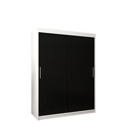 SCHWEBETÜRENSCHRANK 200/150/62 2-türig - Silberfarben/Schwarz, Holz/Kunststoff (150/200/62cm) - Abiks Möbel