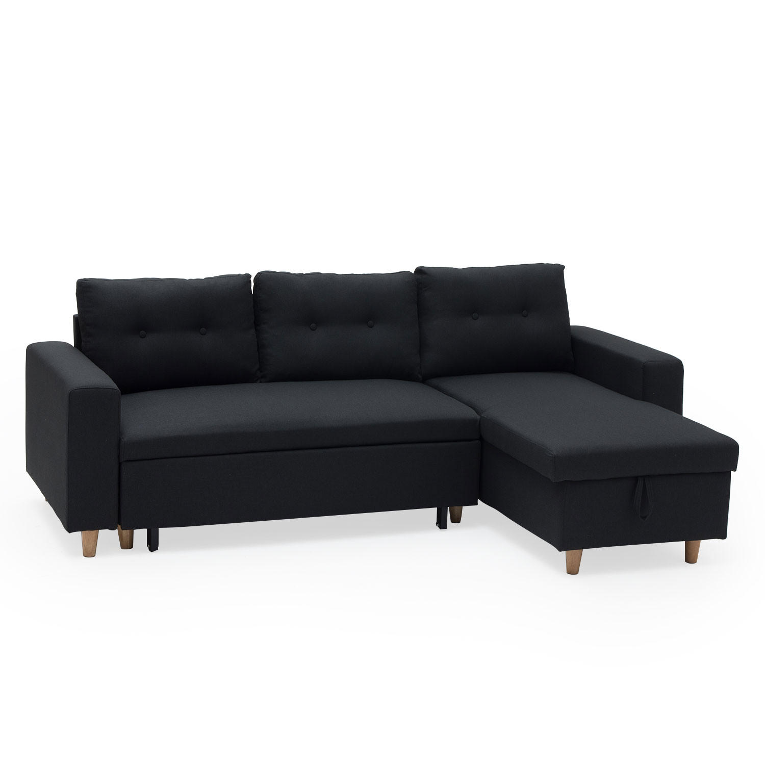 ECKSOFA WADE Anthrazitgrau 3 Plätze - Grau, Textil (146/229cm) - Happy Garden