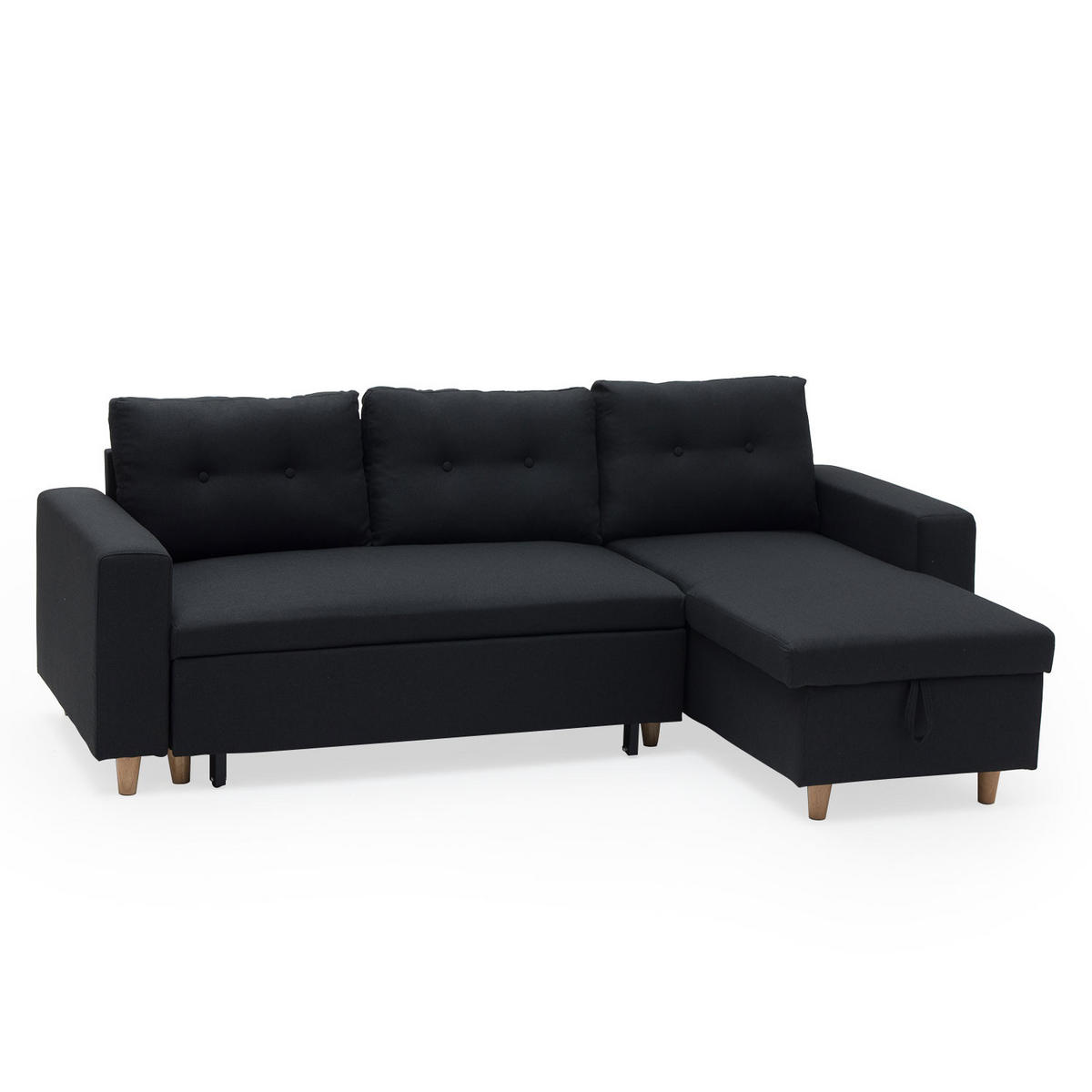 ECKSOFA WADE Anthrazitgrau 3 Plätze - Grau, Textil (146/229cm) - Happy Garden