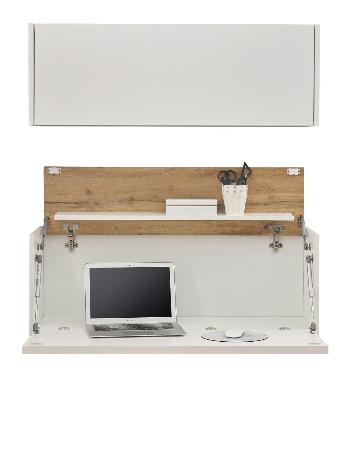 SEKRETÄR Set 2-teilig weiß, Eiche Wotan 100 cm, Büromöbelkombination hängend mit Stauraum - Eiche Wotan/Weiß, Holz/Holzwerkstoff (30/100/170cm) - Furn.Design