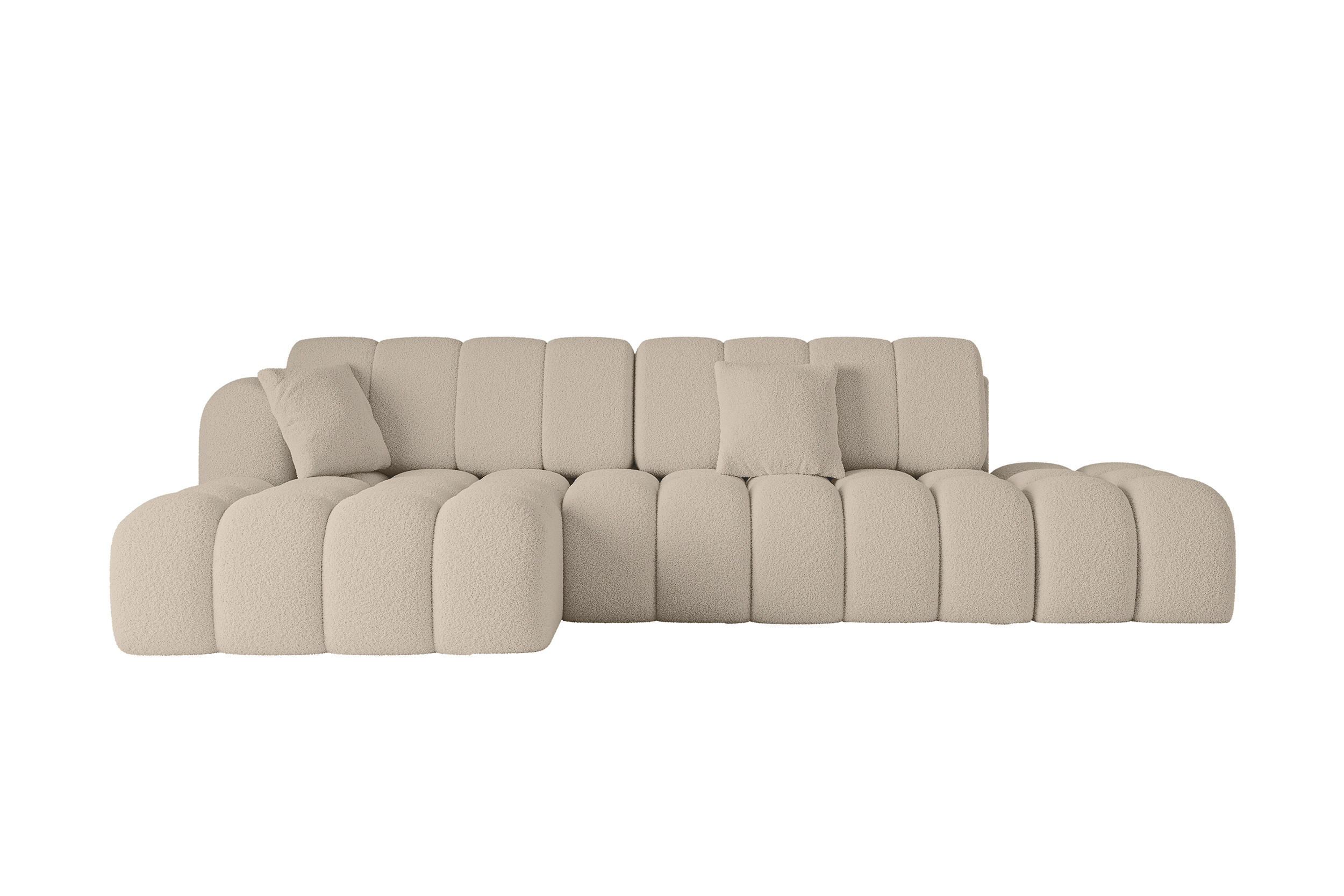 ECKSOFA mit Schlaffunktion Ottomane Links OLEA-L2 321x164x75 Dunkelbeige Bouclé - Hellbraun/Schwarz, Holzwerkstoff/Kunststoff (321/164cm) - ALTDECOR