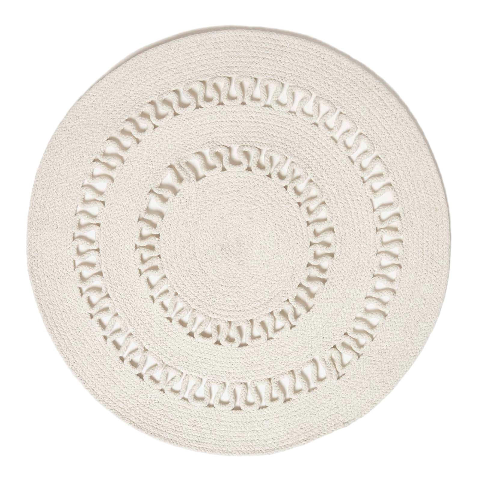 TEPPICH geflochten rund mit Häkel-Muster 70 cm - Creme, Textil (70/70cm) - Homescapes