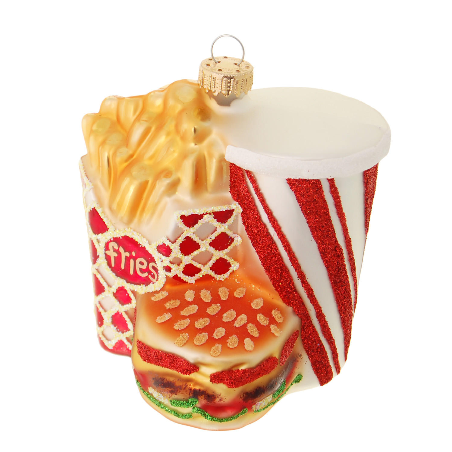 CHRISTBAUMSCHMUCK Burgermenü Mehrfarbig 10cm (Glas / 1 Stk.) - Multicolor, Glas (9/10/6cm) - Krebs Glas Lauscha
