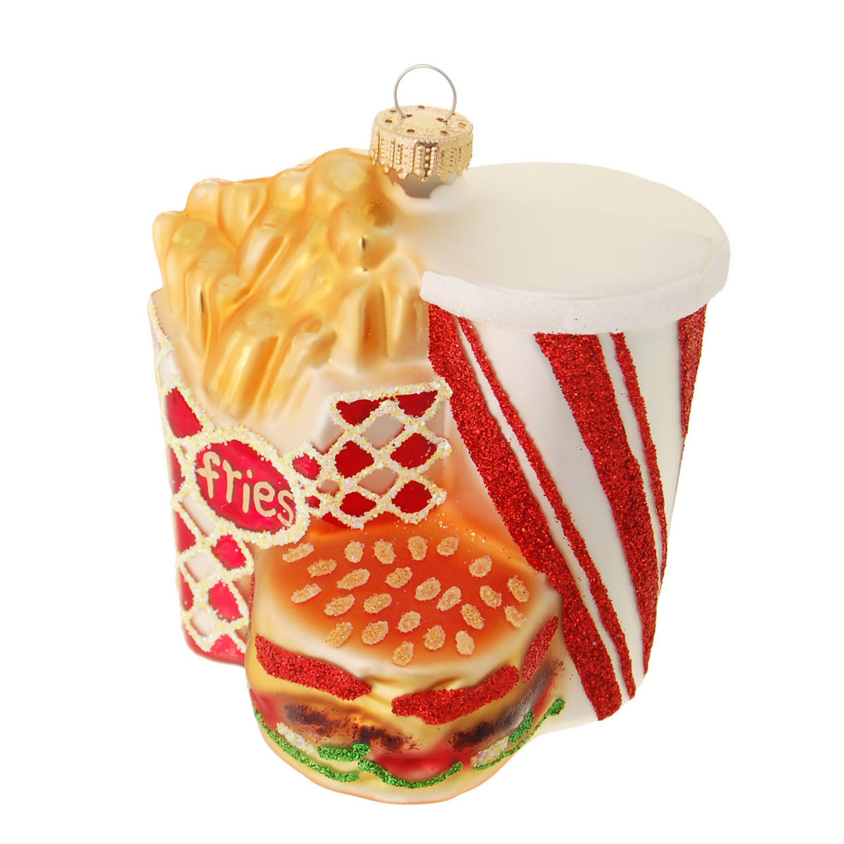 CHRISTBAUMSCHMUCK Burgermenü Mehrfarbig 10cm (Glas / 1 Stk.) - Multicolor, Glas (9/10/6cm) - Krebs Glas Lauscha