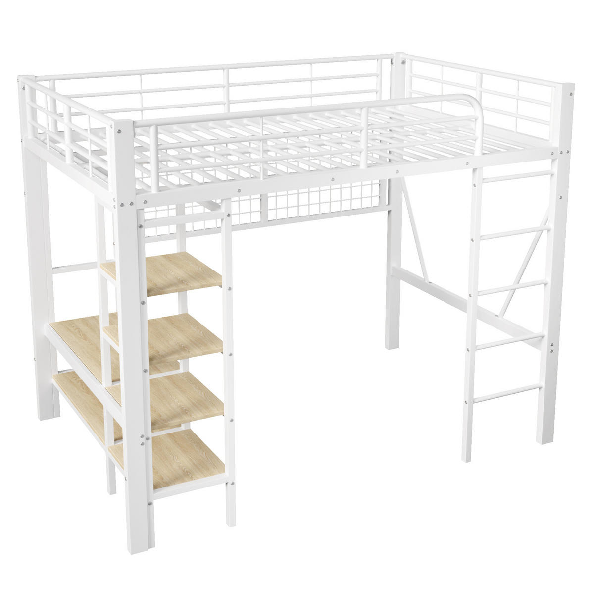 HOCHBETT 140/200 cm Weiß aus Metall mit LED-Lichtleiste - Weiß, Metall (140/200cm) - OKMYHOME