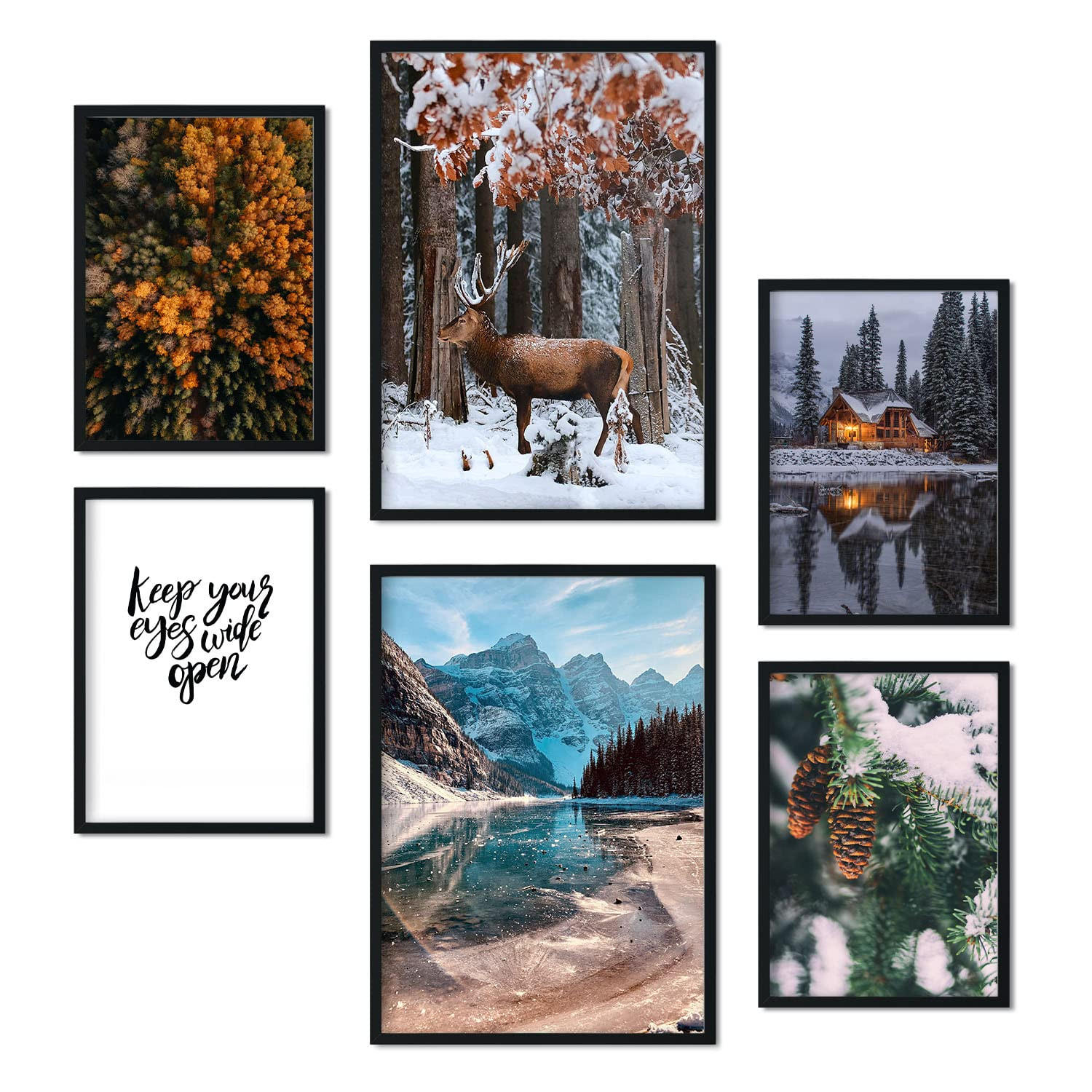 POSTER Set Mit 6 Gefrorener See A3 & A4 Rahmenlos - Klar, Papier (29/3cm) - Nacnic