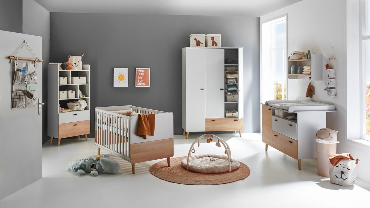 BABYBETT Lovis - Eichefarben/Hellgrau, Holz/Holzwerkstoff (70/140cm) - arthur berndt