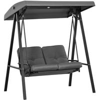 HOLLYWOODSCHAUKEL aus Stahl 145x116x172 cm in Dunkelgrau mit verstellbarem Sonnendach - Dunkelgrau, Metall (145/172/116cm) - Modfu
