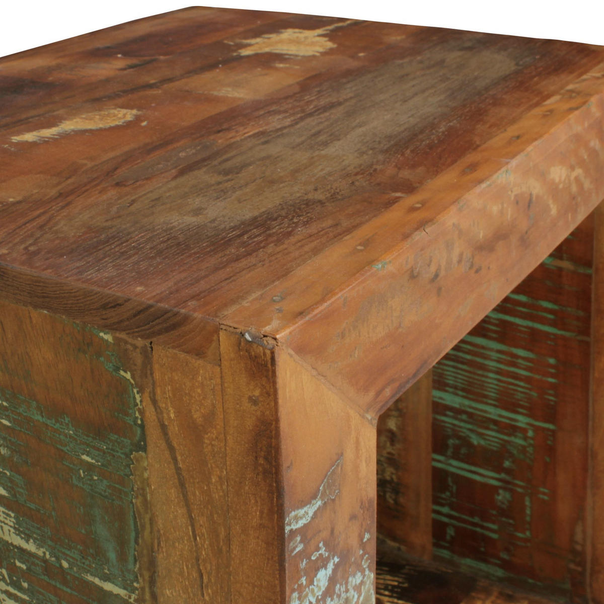 BEISTELLTISCH – Quadratisch Mango Massivholz 45x45x35 cm Shabby Chic - Braun, Holz (35/45/45cm) - KADIMA DESIGN