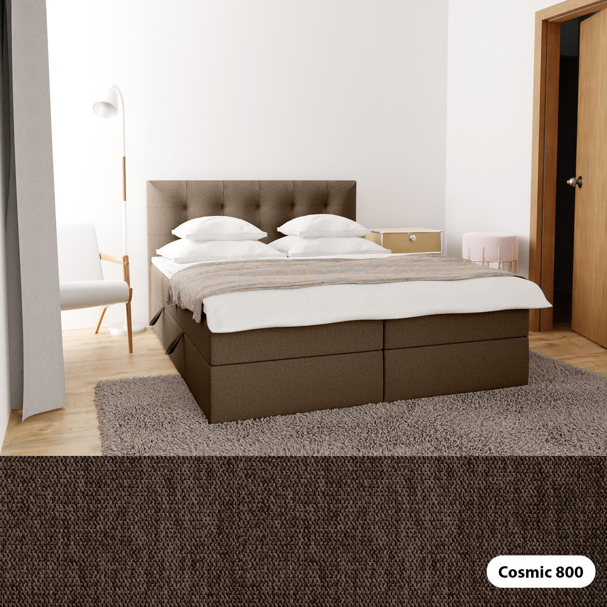 BOXBETT Doppelbett Kolumbo Braun 140x200 cm - Braun, Textil (140/200cm) - Fedve