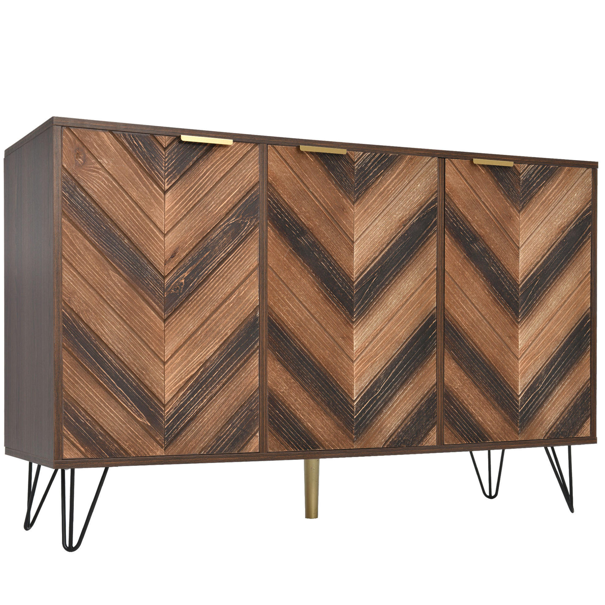 SIDEBOARD 120/38/76.5 cm Natur aus Holzwerkstoff mit 3 Türen - Naturfarben, Holzwerkstoff (38/76.5/120cm) - OKMYHOME