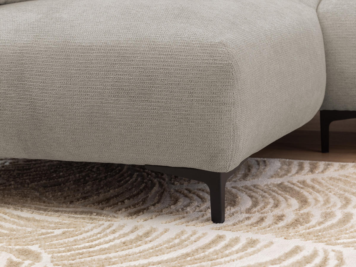 ECKSOFA Cardea in Bubble-Optik aus weichem Taupe Strukturstoff mit hohem Sitzkomfort - Ottomane links - Taupe/Schwarz, Holz/Textil (170/230cm) - S-Style Möbel