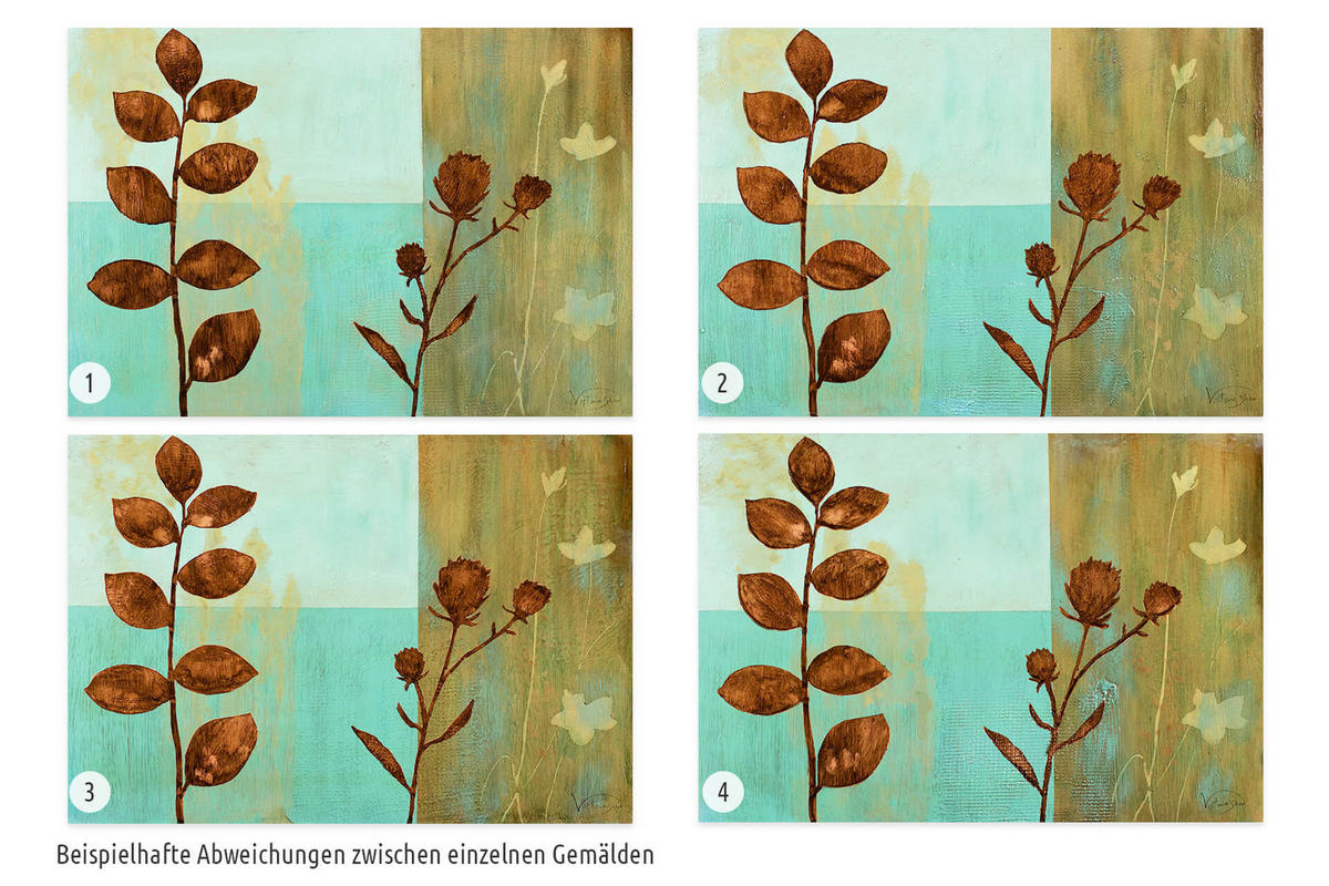 ACRYLBILD HANDGEMALT 80/60 cm - Türkis/Braun, Holz/Textil (1.4/60cm) - KUNSTLOFT