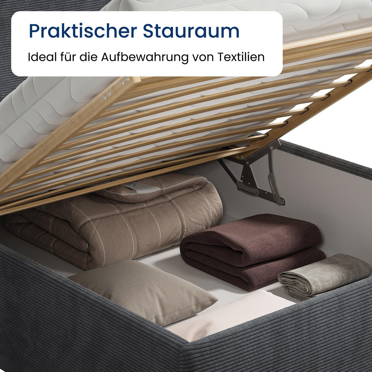 POSLTERBETT 100x200 cm in Anthrazit - Anthrazit, Holzwerkstoff/Textil (100/200cm) - Home Collective