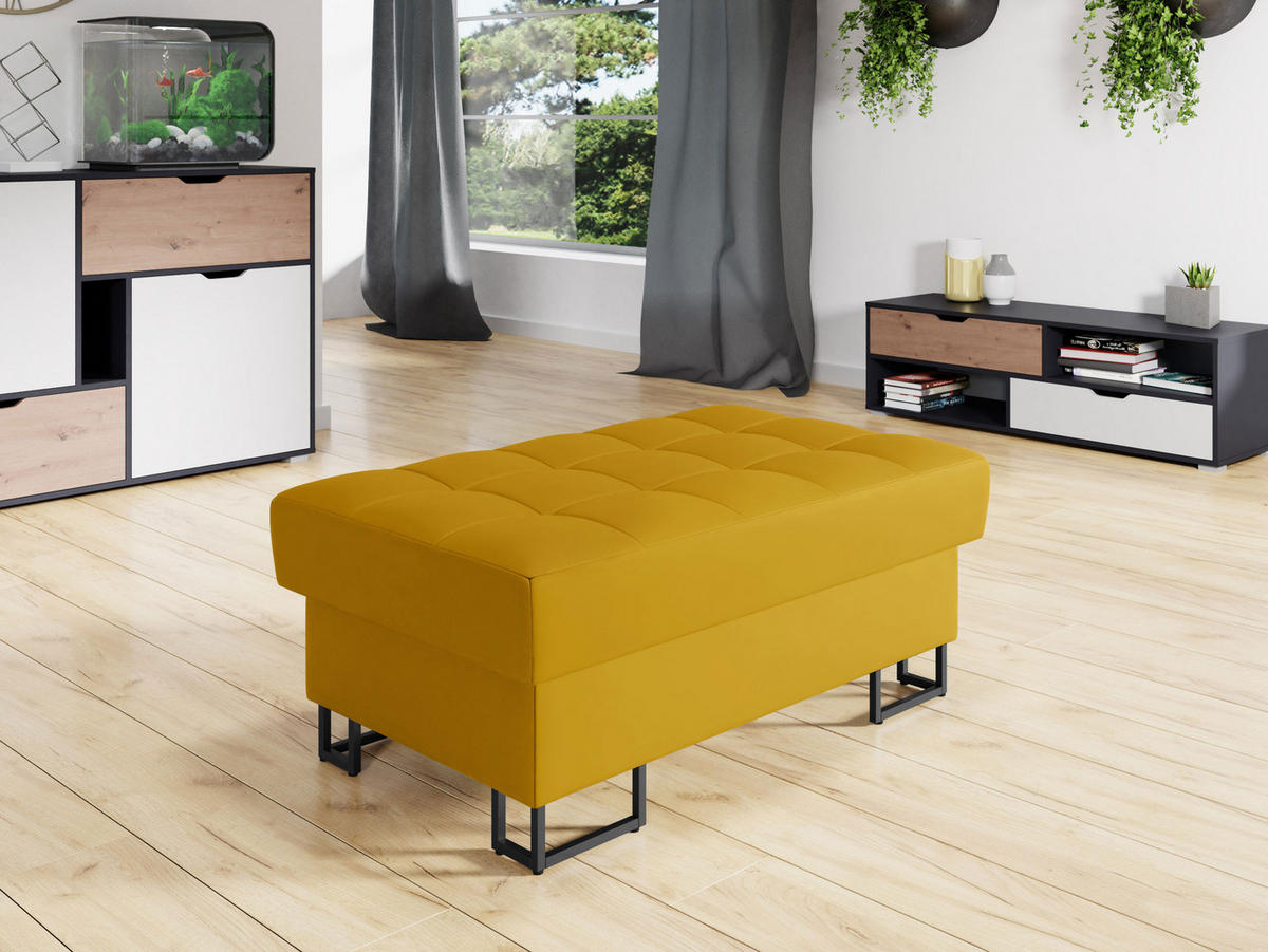 POLSTERHOCKER Laris - Gelb/Schwarz, Holz/Textil (106/44/67cm) - MIRJAN24