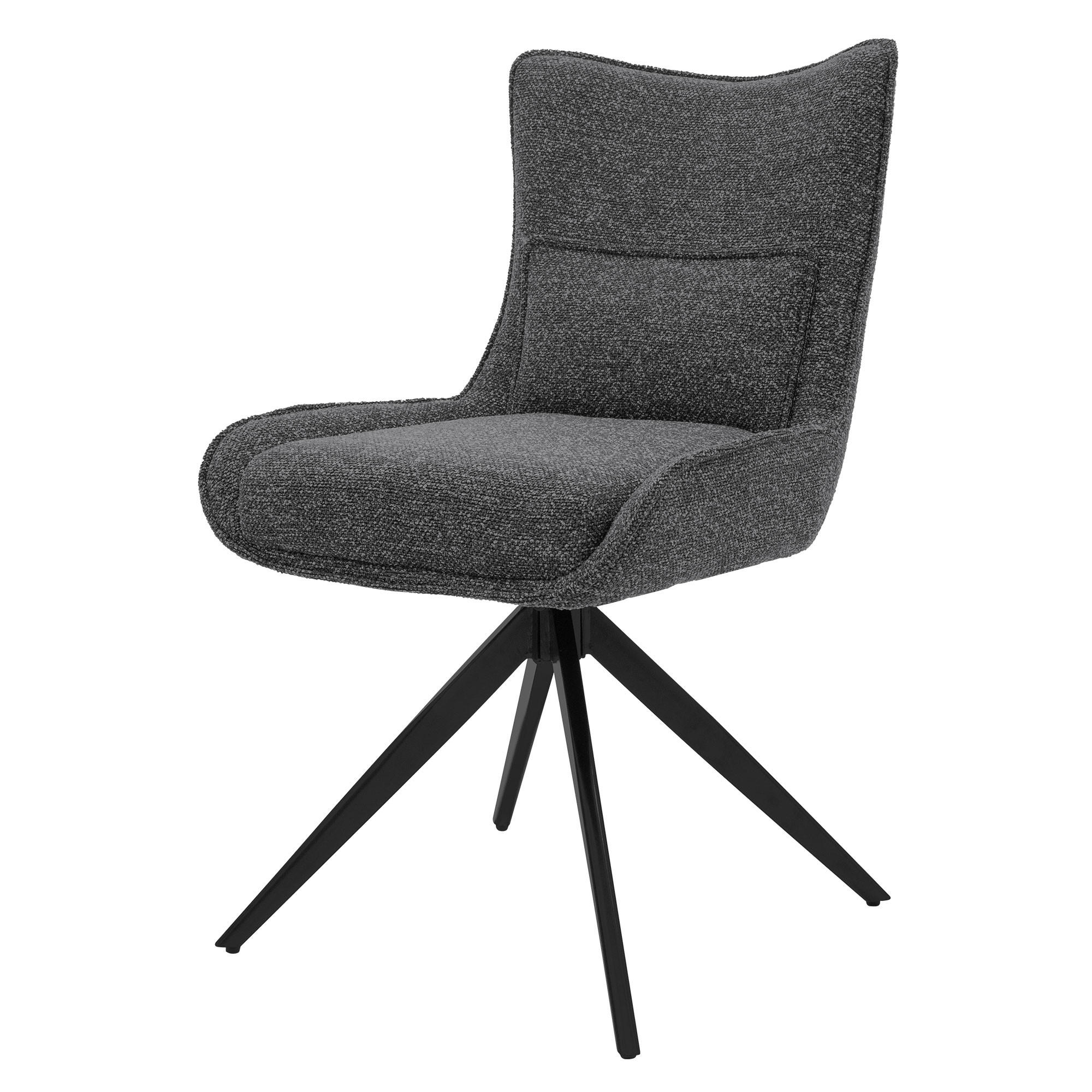 JÍDELNÍ ŽIDLE, otočná kuchyňská židle, čalouněná s potahem z tkaniny, antracitová - černá/antracitová, kov/textil (54/90/64cm) - ML-DESIGN