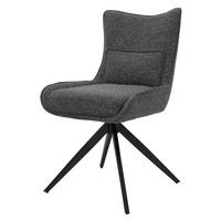 ESSZIMMERSTUHL drehbar Küchenstuhl gepolstert mit Webstoff-Bezug Anthrazit - Anthrazit/Schwarz, Textil/Metall (54/90/64cm) - ML-DESIGN