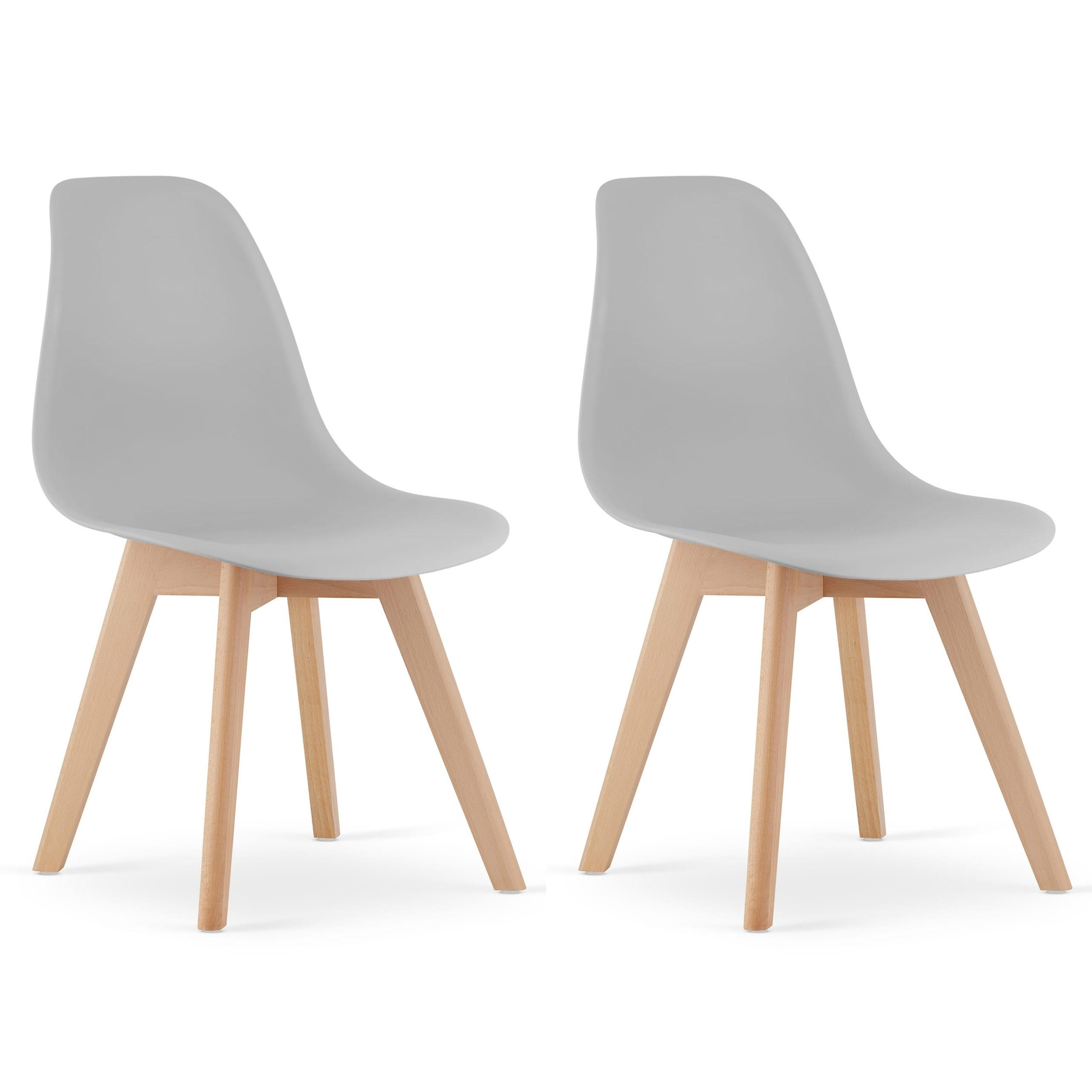 STUHL ATRI 2-er Set, Grau Hölzerne Buchenbeine - Hellgrau, Holz/Textil (46/80/55cm) - Komodee