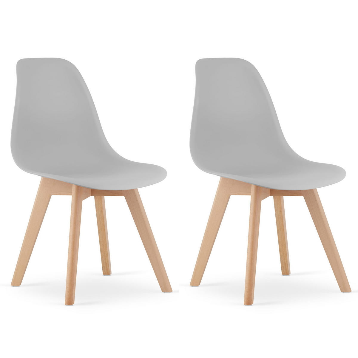 STUHL ATRI 2-er Set, Grau Hölzerne Buchenbeine - Hellgrau, Holz/Textil (46/80/55cm) - Komodee