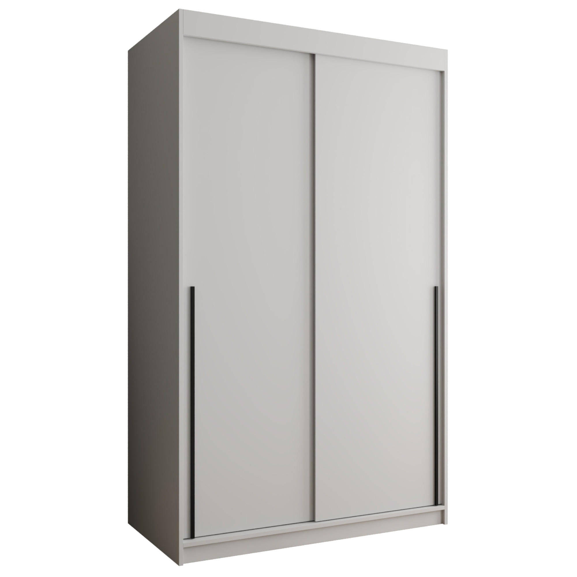 SCHIEBETÜRENSCHRANK 120 cm Breite, weiß mit schwarzem Griff - Schwarz/Weiß, Holzwerkstoff (120/200/62cm) - Home Collective