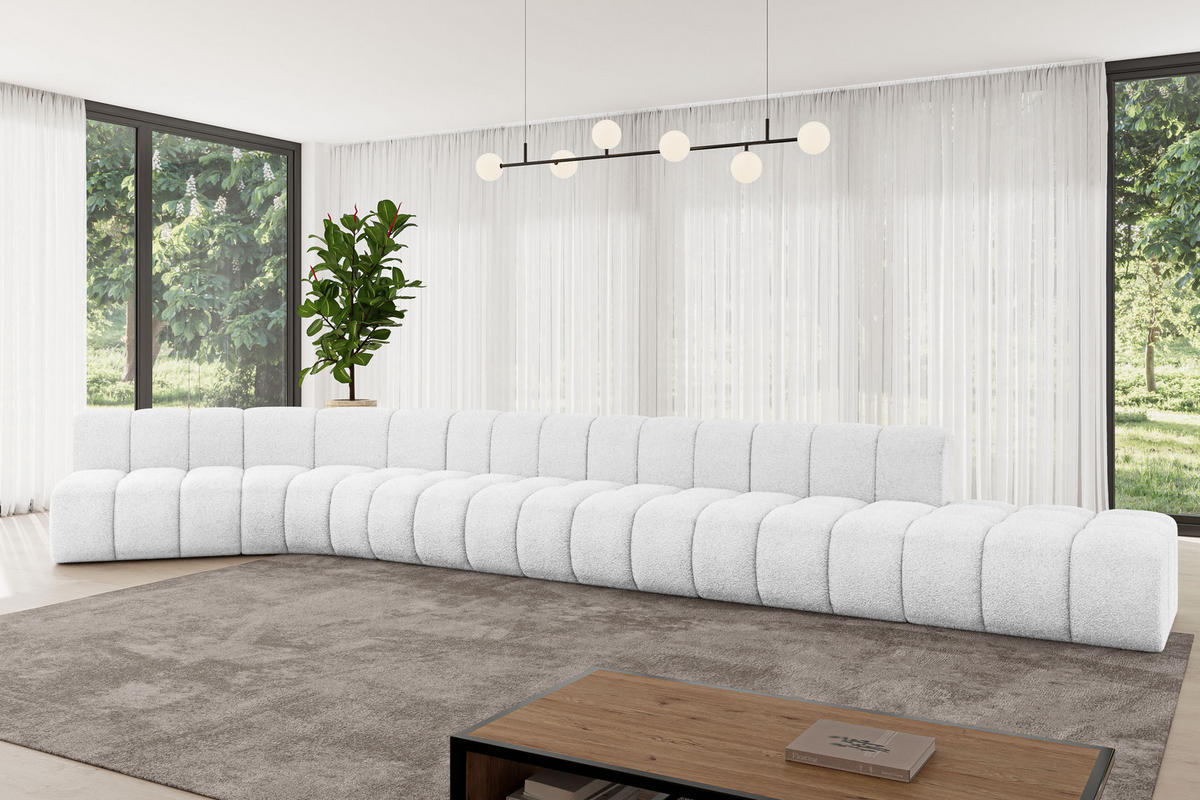 ECKSOFA modulares Sofa Brilo-L3 - 562x174x70 cm Weiß - Weiß, Holzwerkstoff/Textil (562/174cm) - ALTDECOR