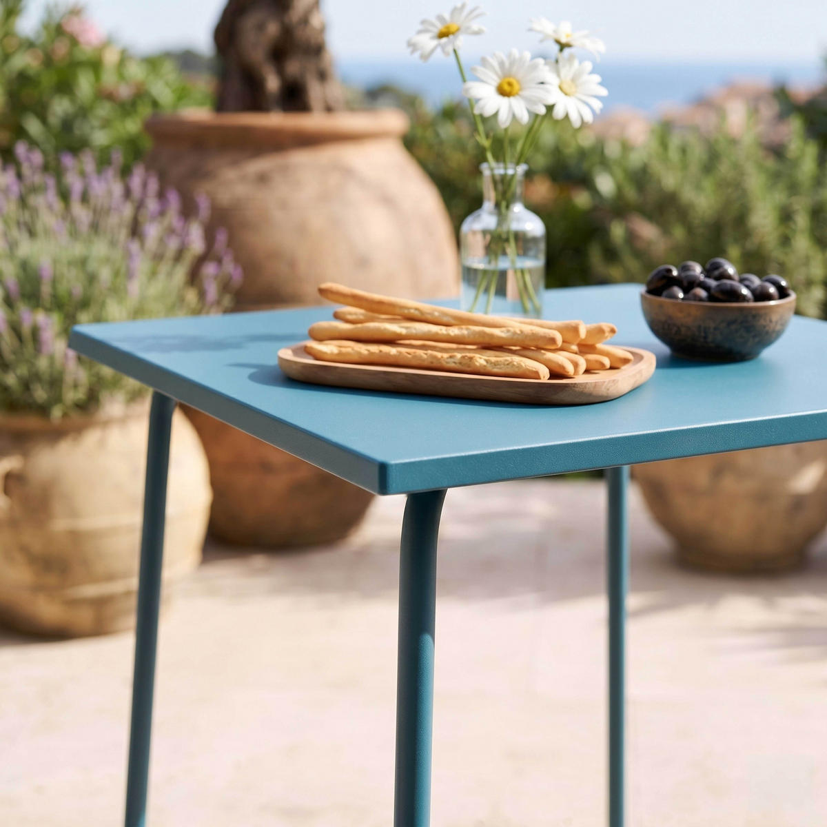 GARTENTISCH , Pazifikblau - Blau, Metall (70/70/72cm) - Oviala
