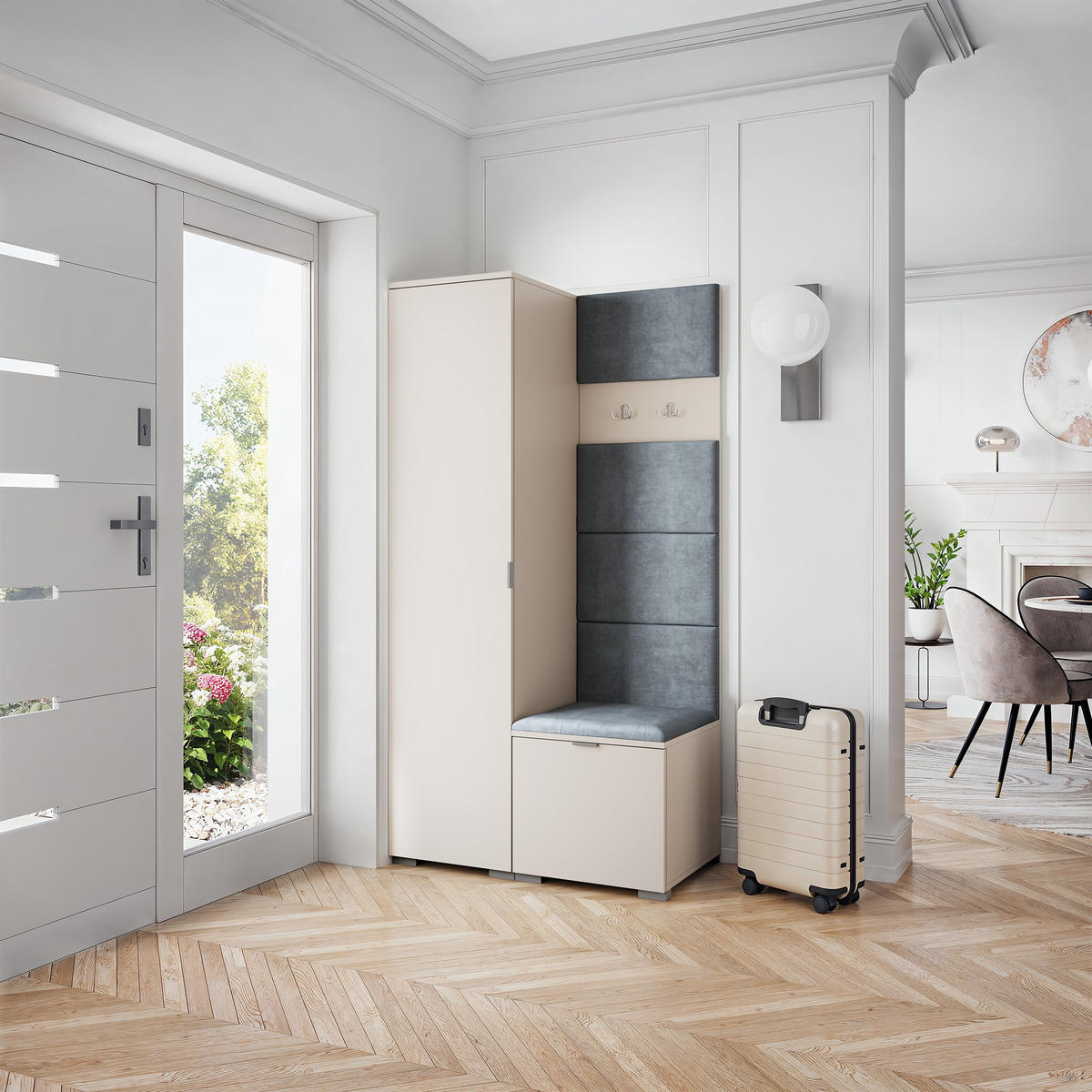 GARDEROBENSCHRANK LORI 95/181/51 cm Modern Garderobe-Set Kaschmir - Kaschmir/Grau, Holzwerkstoff (95/181/51cm) - MASSENO