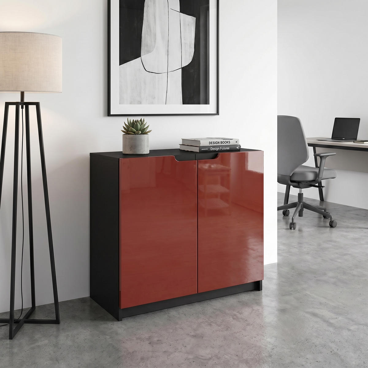KOMMODE Logan Fronten in Bordeaux Hochglanz - Bordeaux, Holzwerkstoff (82/78/37cm) - Vladon
