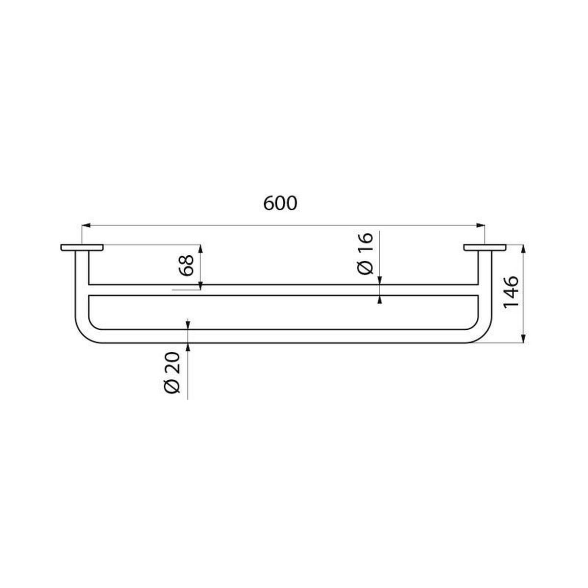 HANDTUCHHALTER 2 Stangen Edelstahl 1.4301 hochglanzpoliert L600 mm - Chromfarben, Metall (16/6/68cm) - Delabie