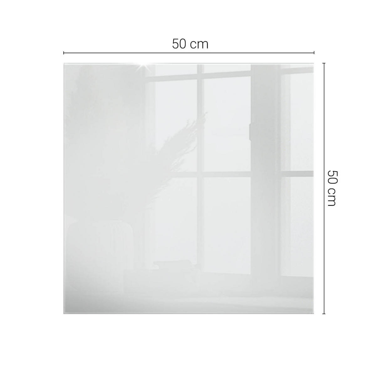 TISCHPLATTE 50x50 cm Glatte Weiße Oberfläche - Weiß Hochglanz/Weiß, Glas (50/50/0.4cm) - TULUP