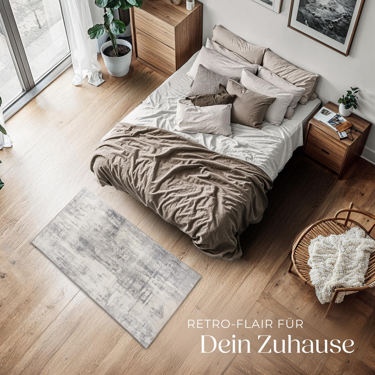 TEPPICH Vintage Design Nadira,rutschfeste Unterseite,beige/grau - Beige/Grau, Kunststoff (60/110cm) - tectake