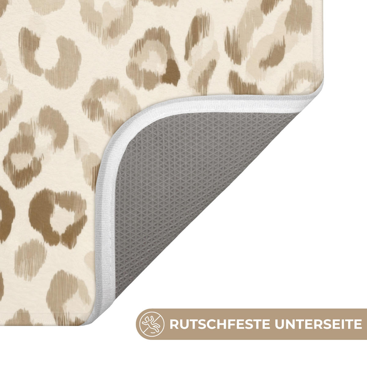 KOUPELNOVÁ PŘEDLOŽKA Leopard - Classic - Béžová 60x90 cm - světle hnědá, textil/plast (60/90cm)